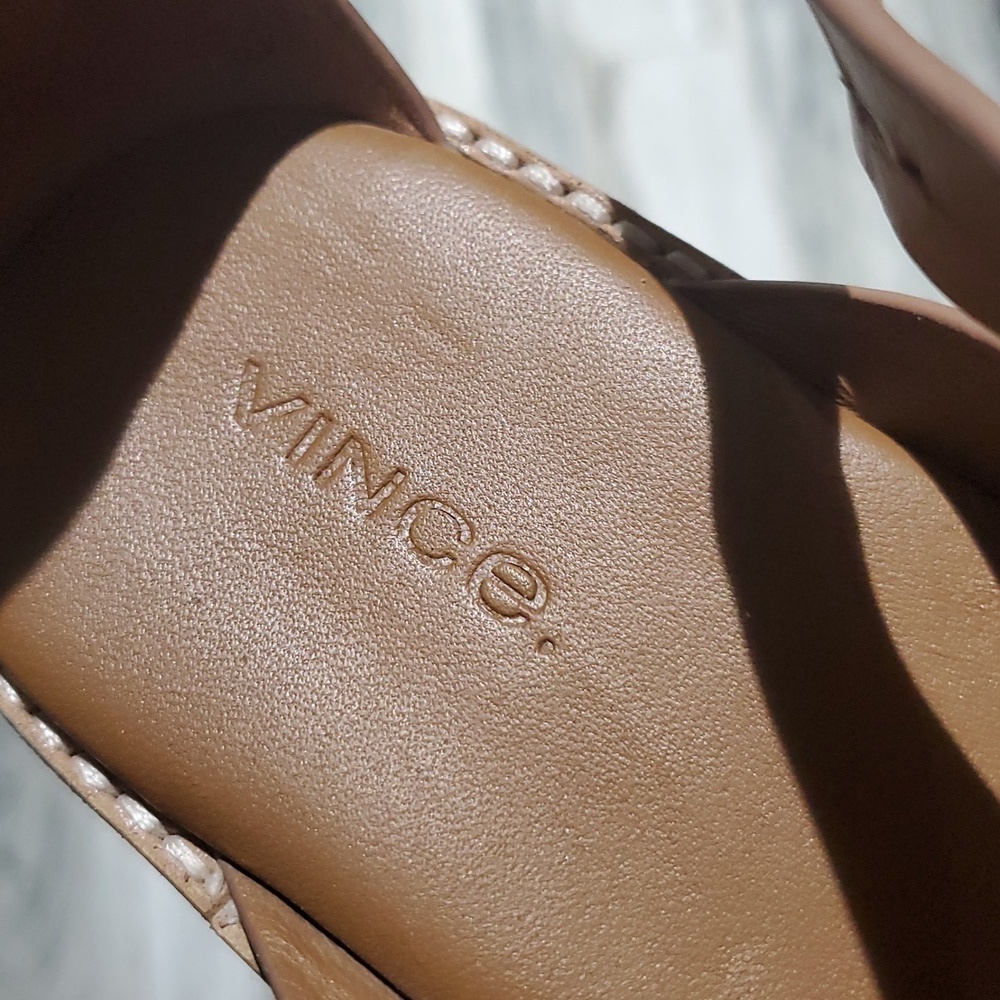 VINCE LEATHER STRAP TAN BUCKLE SANDALS SIZE 8 MORRIS - Picture 9 of 12